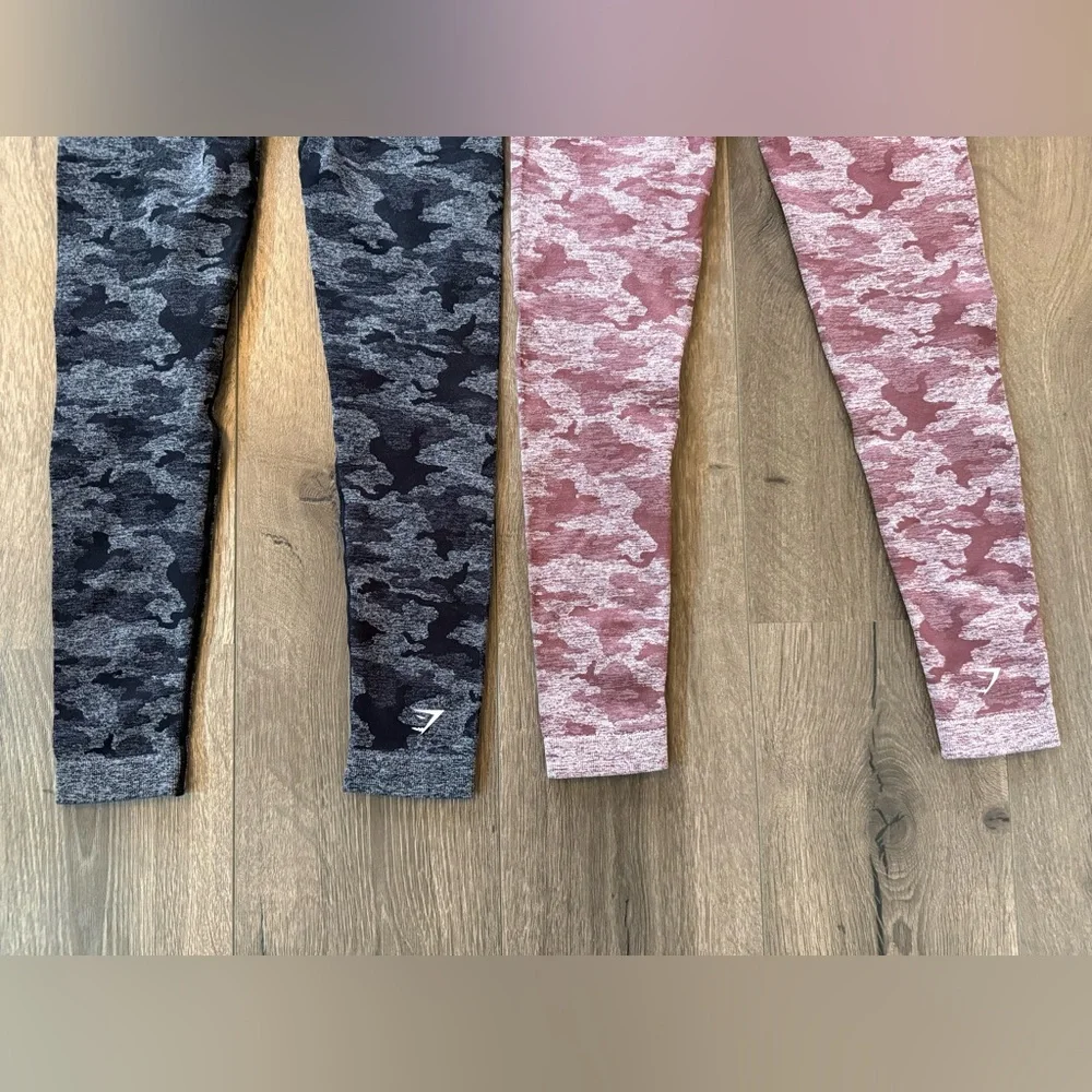 Gymshark Seamless Camo Leggings Bundle 2 Pairs High Waist Activewear Size Small - Picture 5 of 12